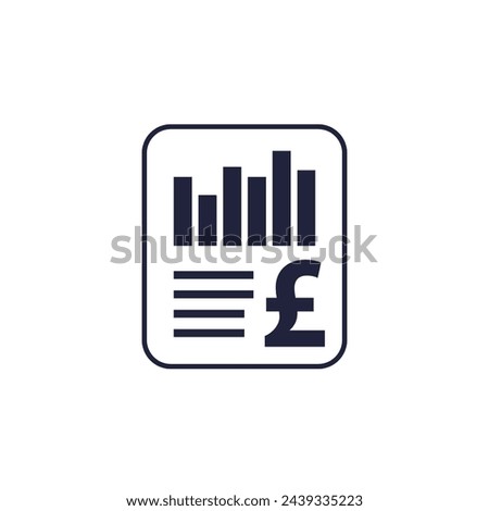 Financial statement or report icon with a pound on white
