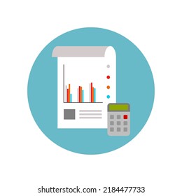 Financial statement report prepared concept in blue circle.