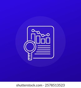 Financial statement review icon, line vector