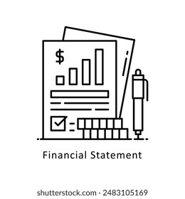 Financial Statement vector  outline icon style illustration. Symbol on White background EPS 10 File