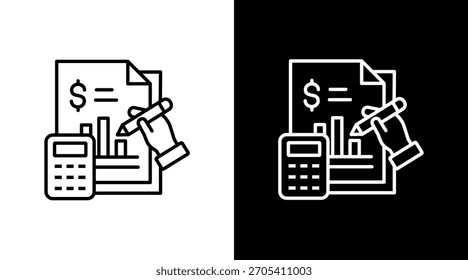 Design do Conjunto de Ícones Brancos do Demonstrativo Financeiro