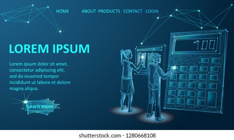 Financial statements analysis, implementing business solutions vector. Business banners, scaling your business with charts accounting and teamwork