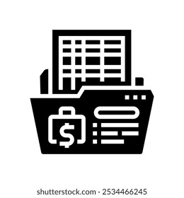 vetor do ícone do glifo de planejamento de orçamento dos demonstrativos financeiros. sinal de planejamento de orçamento dos demonstrativos financeiros. ilustração de símbolo isolado