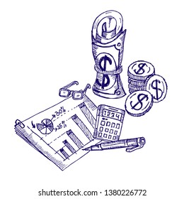 financial statements, doodle vector