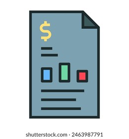Financial statements icon in flat style