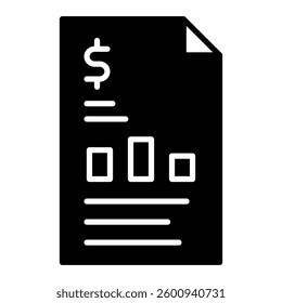Financial statements icon in glyph style. Bank statement icon in glyph style. Icons about banking and finance in glyph style