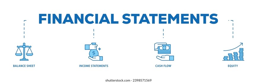 Financial statements infographic icon flow process which consists of graph, balance sheet, pie chart, income statements, money, calculator, income, earningicon live stroke and easy to edit