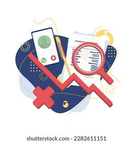 Financial Statements Vector. Web page, Social Media Post, Icon, Arts. Bearsih, Loss Graphic. Flat isometric vector illustration banner design isolated on white background. Editable design EPS.