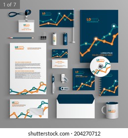 Financial stationery template design with graph. Documentation for business.