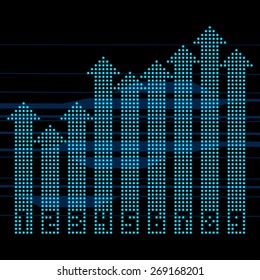 Financial or Statistic Diagram Chart from Blue Dots Arrows