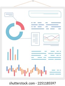 Financial statistics banner cartoon icon. Business report isolated on white background