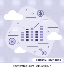 Financial statistics, business report flat design style vector concept illustration