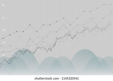 Financial statistics data graph, vector illustration. Trending lines, columns, graphic chart elements. Uptrend growth information.