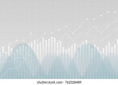 Financial Statistics Data Graph, Vector Illustration. Trending Lines, Columns, Graphic Chart Elements. Uptrend Growth Information.