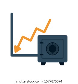 financial statistics graphic with safe box vector illustration design