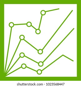 Financial statistics icon white isolated on green background. Vector illustration