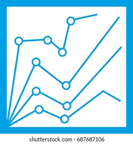 Financial statistics icon white isolated on blue background vector illustration
