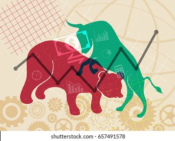 Financial And Stock Investment Market Concept. Fluctuation Of Value Which Price Is Rising Up And Falling Down Along The Way.