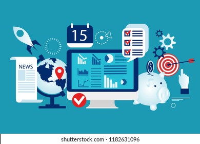 Financial stock market. Capital markets trading e-commerce investments finance. Growth of economic indicators. Savings account growth financial stock. Eps 10 Vector illustration minimalist flat design