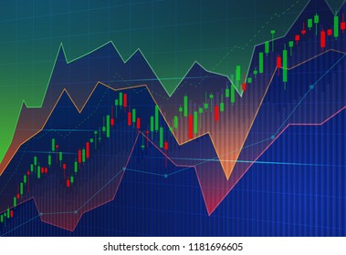 Financial stock market graph on stock market investment trading, Bullish point, Bearish point. trend of graph for business idea and all art work design. vector illustration.