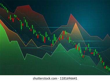 Financial stock market graph on stock market investment trading, Bullish point, Bearish point. trend of graph for business idea and all art work design. vector illustration.