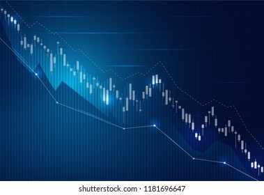 Financial stock market graph on stock market investment trading, Bullish point, Bearish point. trend of graph for business idea and all art work design. vector illustration.