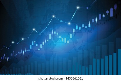 Financial stock market graph on stock market investment trading, Bullish point, Bearish point. trend of graph for business idea and all art work design. vector illustration.