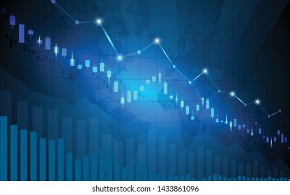 Financial stock market graph on stock market investment trading, Bullish point, Bearish point. trend of graph for business idea and all art work design. vector illustration.