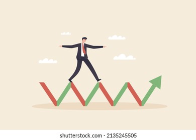 Financial Stock Market Volatility Rising And Falling Concept. Stock Market Risk Or Crypto Currency Market.