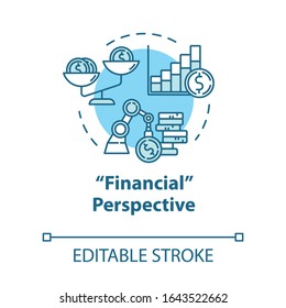 Financial strategies concept icon. Stock prospect. Capital growth. Accounting for income. Self-building idea thin line illustration. Vector isolated outline RGB color drawing. Editable stroke