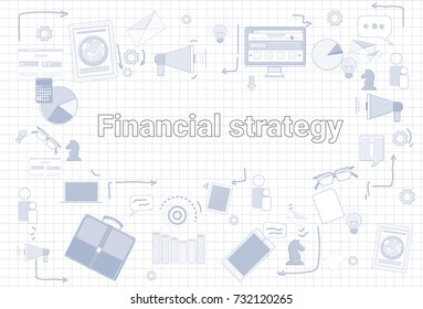 Financial Strategy Business Economic Development Plan Banner Vector Illustration