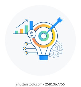 Financial Strategy and Economic Growth Icon, Investment Planning and Wealth Management Symbol