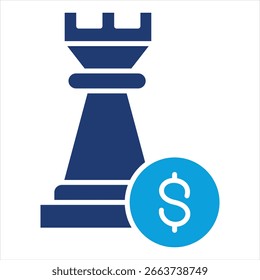 Ilustración vectorial de icono azul plano de estrategia financiera