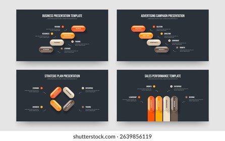 Financial Strategy Four Four Four Four Step Diagram Presentation Template Vector Illustration Bundle. Corporate Forecast 4 4 4 4 Option Infographic Frame Layout Collection.