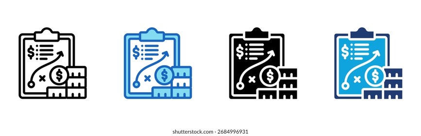 Ícone de Estratégia Financeira - Ilustração de Vetor com Vários Estilos