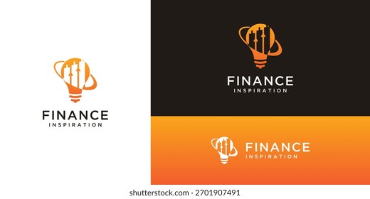 Financial strategy and intelligence logo design ideas. Vector chart silhouette in light bulb based icon template.	