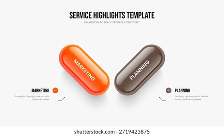 Estrategia financiera Diseño de diapositivas de infografía de dos elementos. Rendimiento Corporativa 2 Opción Diagrama Diseño del marco. Propuesta de la empresa Presentación Ilustración vectorial de la Plantilla.