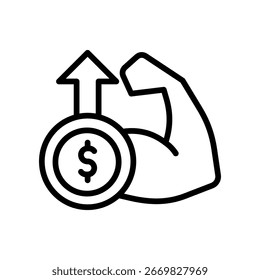 Ilustración vectorial del esquema del icono de fortaleza financiera