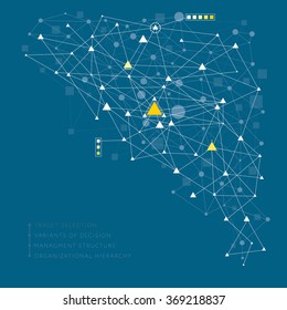 Financial structure concept, network marketing structure, target selection, complex relationships. Editable vector illustration, eps 8.