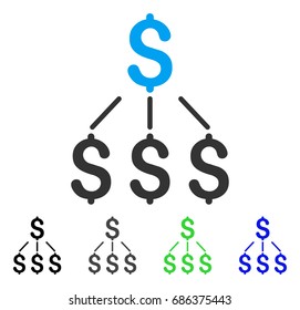 Financial Structure flat vector illustration. Colored financial structure gray, black, blue, green pictogram variants. Flat icon style for application design.
