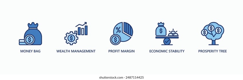 Financial Success Banner Web Icon Vector Illustration Concept With Icon Of Money Bag, Wealth Management, Profit Margin, Economic Stability, Prosperity Tree