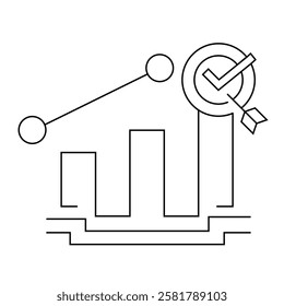 Financial success icon with chart.