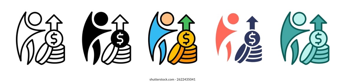 Financial Success Icon Multiple Vector Illustration