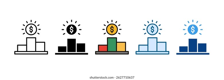 Conjunto de iconos de éxito financiero Colección de varios estilos