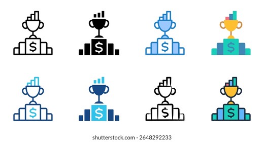 Conjunto de iconos de éxito financiero colección de varios estilos 
