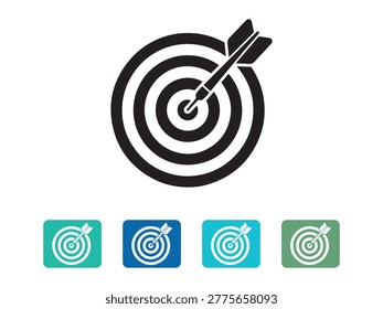 Financial success icon set, objective measurement tool, perfect shot metaphor, competitive strategy graphic element.