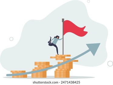 Financial success, profit or compound interest to grow investment fund and reach goal, income or wealth accumulation, stock market earning .flat vector illustration.