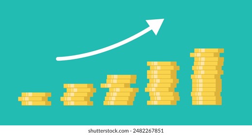 Éxito financiero, ganancia o interés compuesto para crecer fondo de inversión y alcanzar meta, ingreso o acumulación de riqueza, concepto de ganancia bursátil.