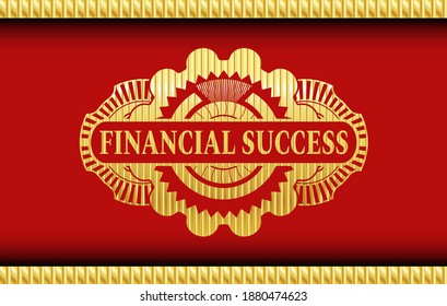 Texto de éxito financiero dentro del emblema realista Red and Gold. Tradicional y elegante fondo. Ilustración vectorial. 
