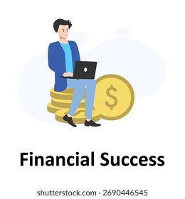 Ilustración vectorial de éxito financiero que puede editar o modificar fácilmente
